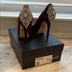 Badgley Mischka Kiara Crystal Back Open Toe Pump Wine